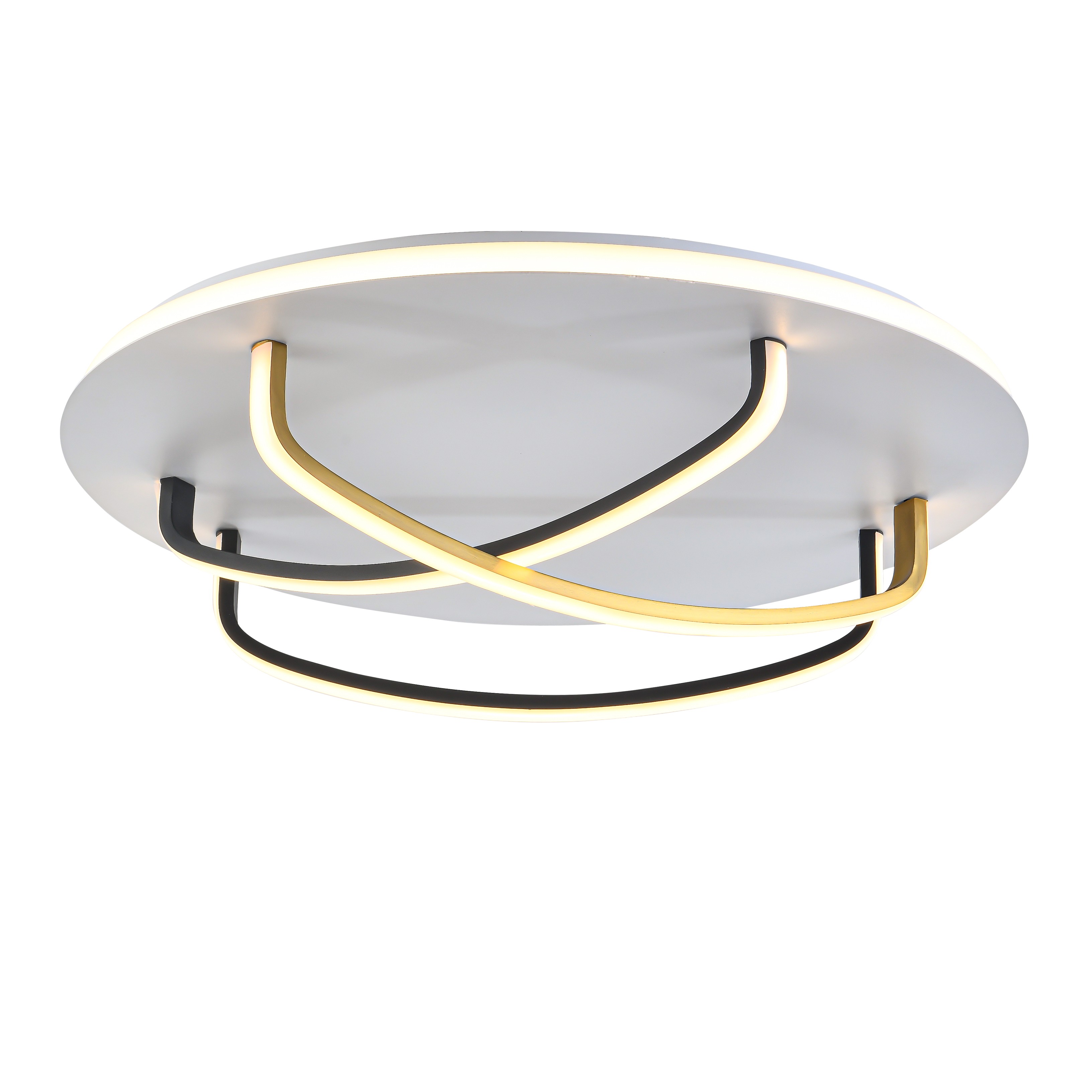 Styling round plate LED ceiling lamp brass and black for indoor use